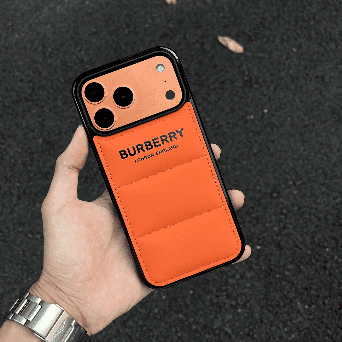 Burberry-inspired puffer iPhone 17 Pro Max case