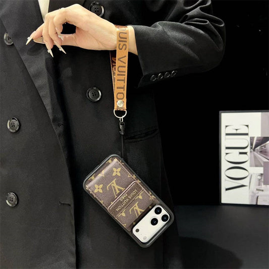 Louis Vuitton-inspired phone case with card holder for iPhone 17 / 16 / 15 / 14
