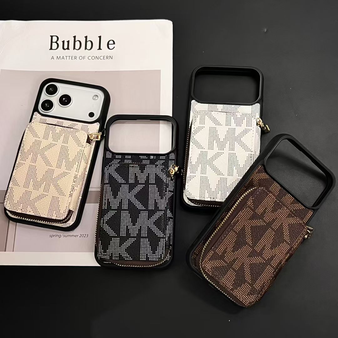 Michael Kors-inspired monogram iPhone 17 Pro case with wallet pouch