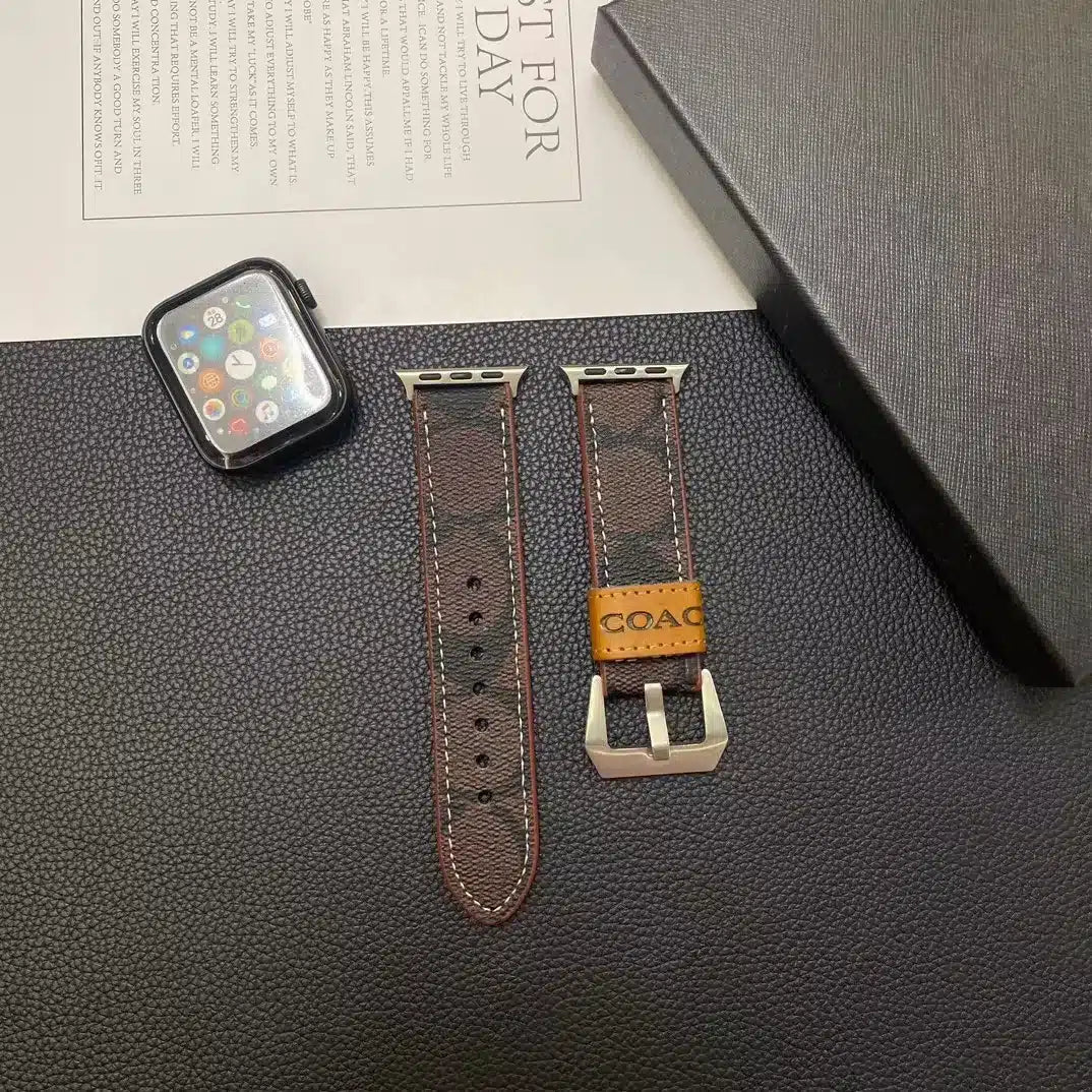 Coach-inspired monogram Apple Watch band with contrast loop