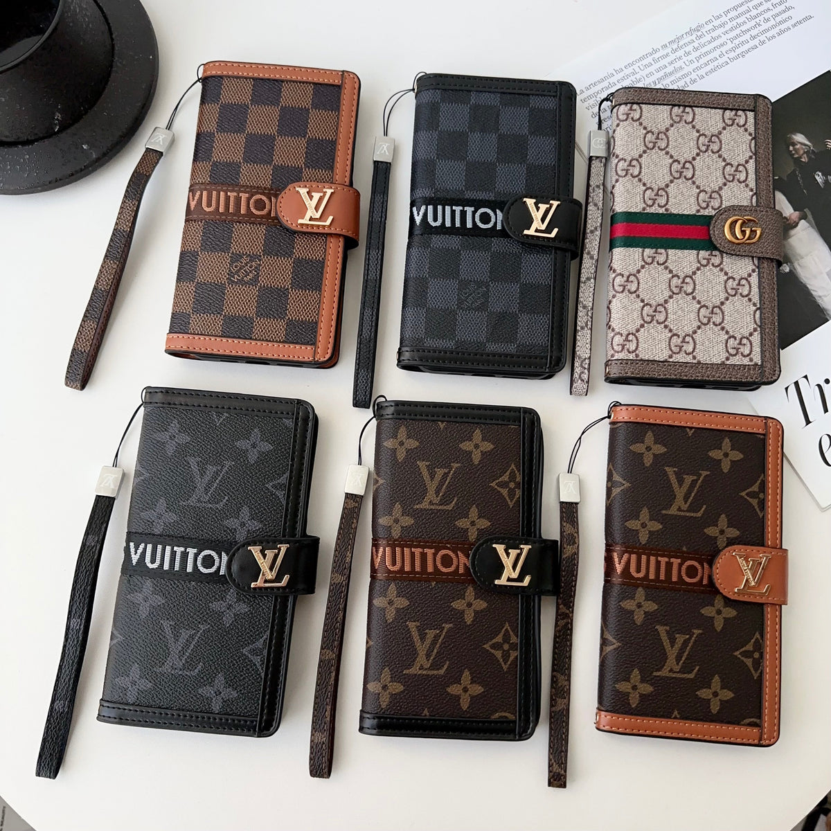 Louis Vuitton-inspired leather monogram wallet card holder iPhone case