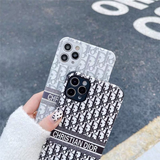 Dior-inspired raised pattern phone case for iPhone