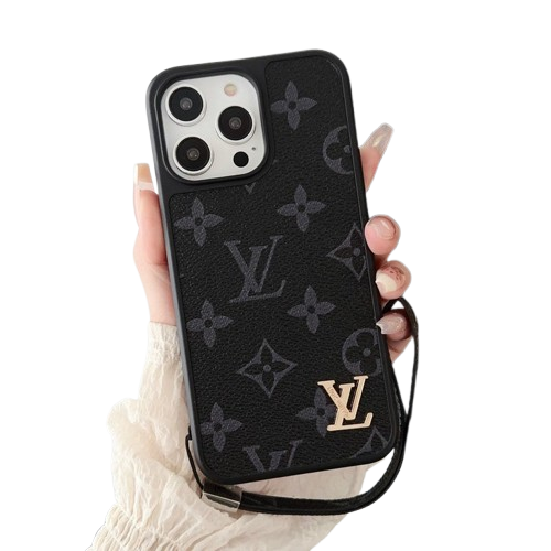 Louis Vuitton-inspired iPhone case with hand strap