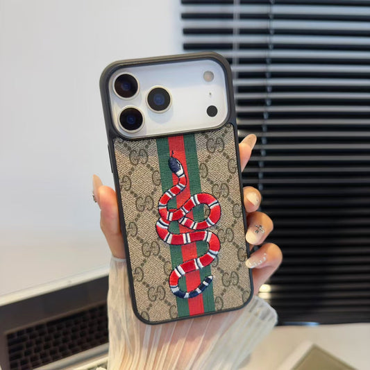 Gucci-inspired character print monogram iPhone 17 case
