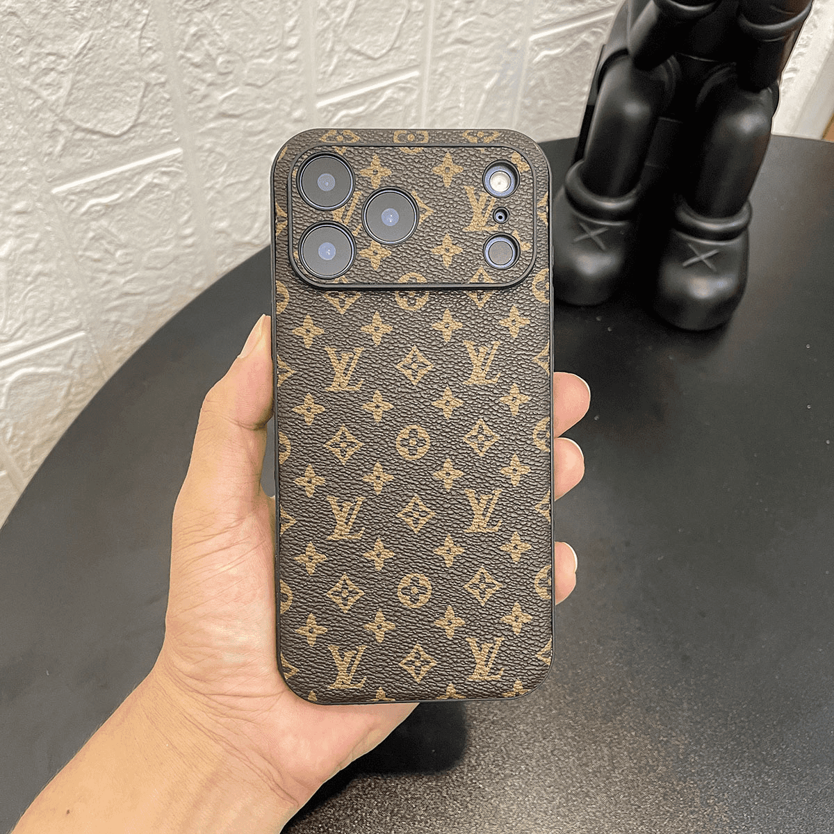 Louis Vuitton-inspired small monogram pattern phone case