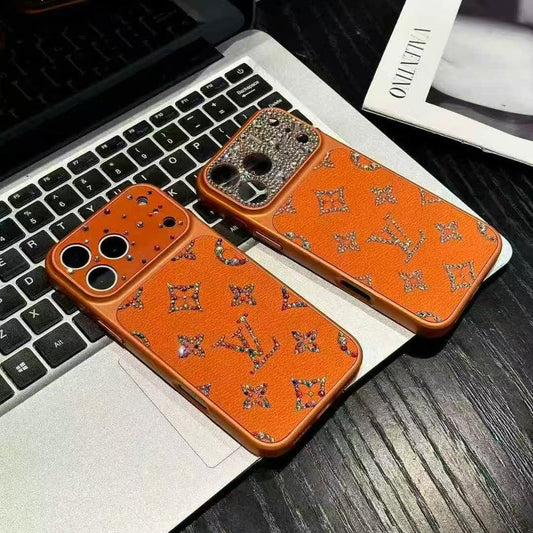 Louis Vuitton-inspired rhinestones glitter phone case for iPhone 17 / 16 / 15 / 14