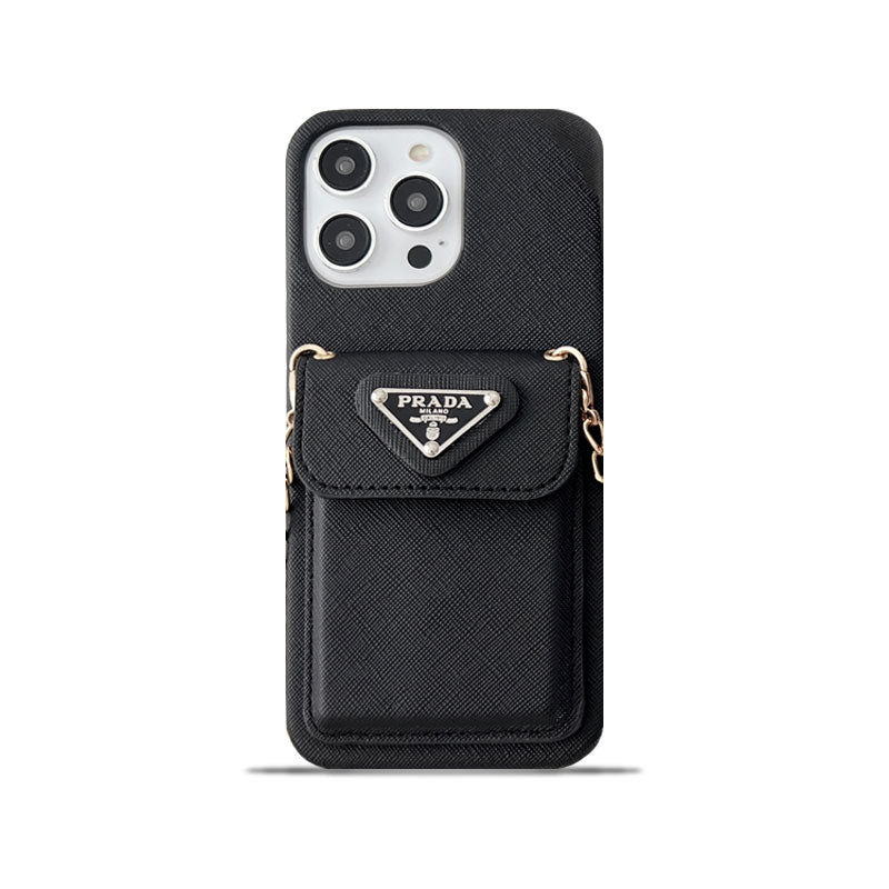 Prada-inspired leather iPhone case with card holder
