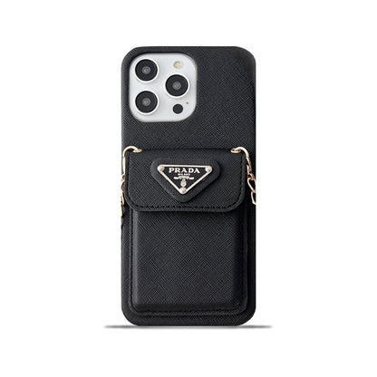 Prada-inspired leather iPhone case with card holder