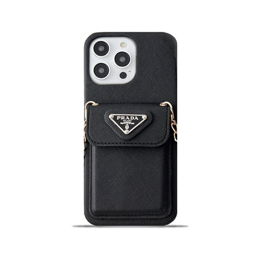 Prada-inspired leather iPhone case with card holder
