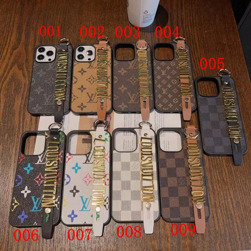 Louis Vuitton-inspired checkered iPhone 17 Pro case with hand strap