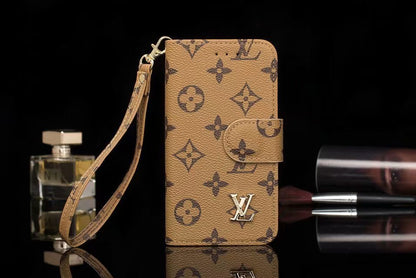 Louis Vuitton-inspired monogram flip wallet case for iPhone