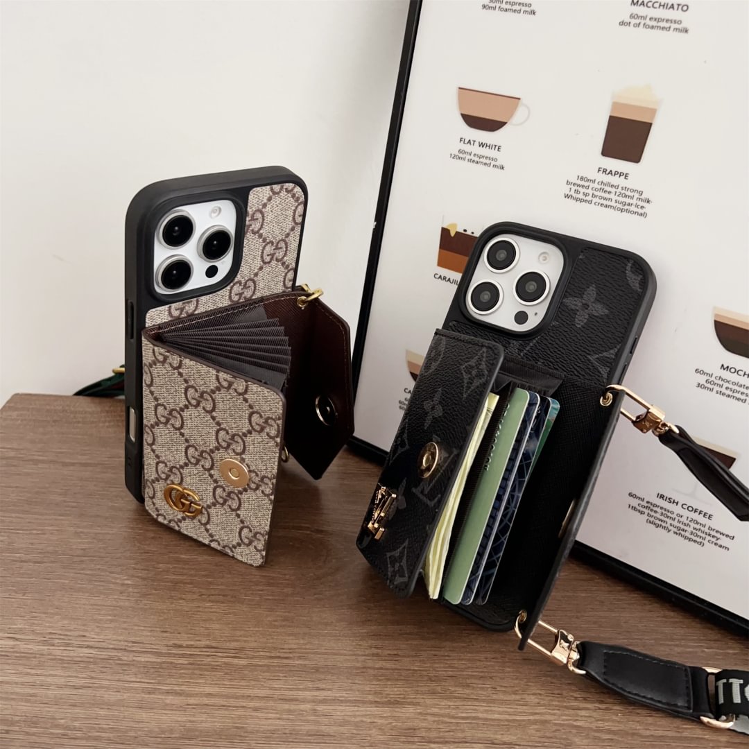 Louis Vuitton-inspired crossbody strap with wallet card holder