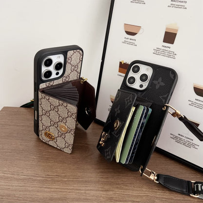 Louis Vuitton-inspired crossbody strap with wallet card holder