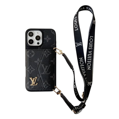 Louis Vuitton-inspired crossbody strap with wallet card holder