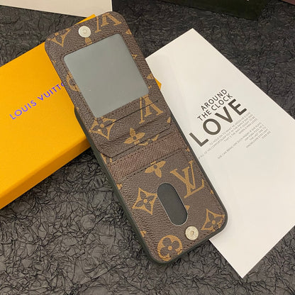 Louis Vuitton-inspired monogram leather iPhone case flip wallet