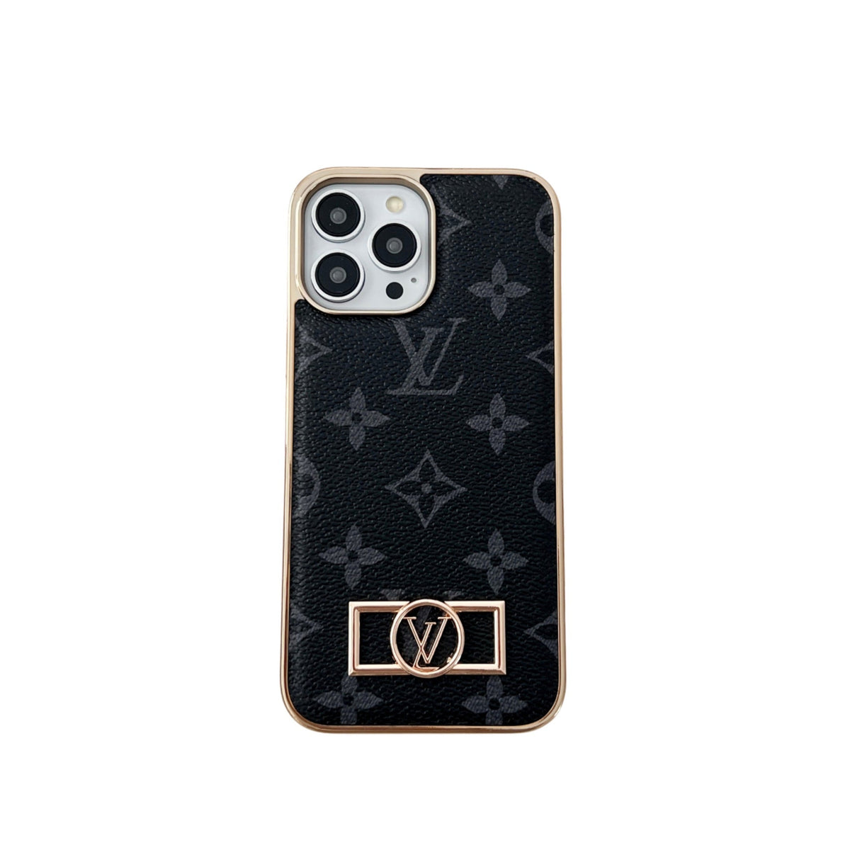 Louis Vuitton-inspired monogram canvas leather iPhone case