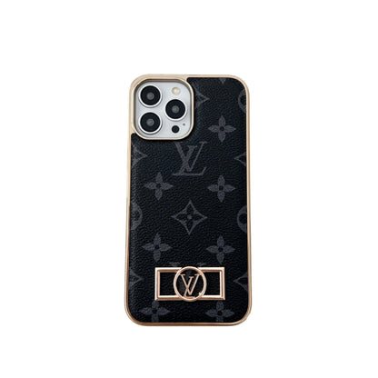 Louis Vuitton-inspired monogram canvas leather iPhone case