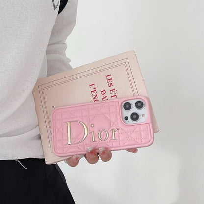 Dior-inspired quilted iPhone case with oversized letter detail