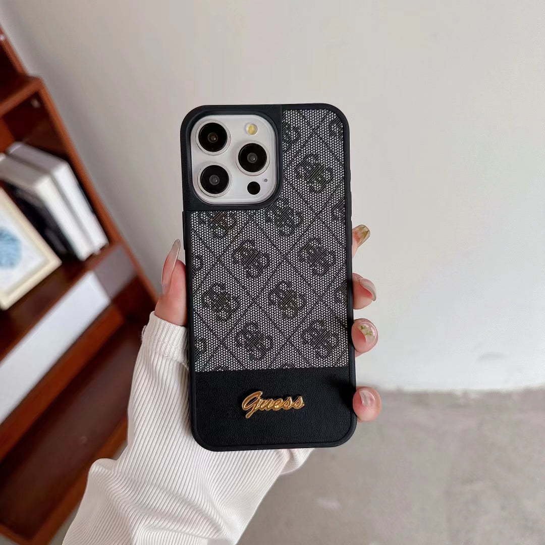 Guess-inspired monogram iPhone case with contrast panel