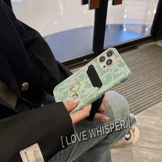 Dior-inspired fashion iPhone case with card holder