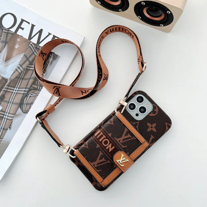 Louis Vuitton-inspired wallet card holder phone case, brown