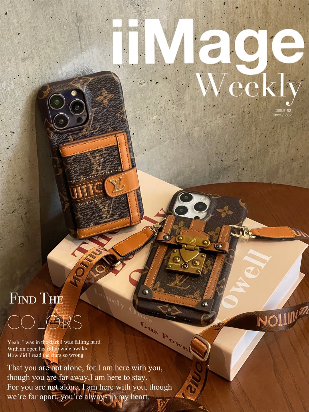 Louis Vuitton-inspired canvas crossbody iPhone case with card holder