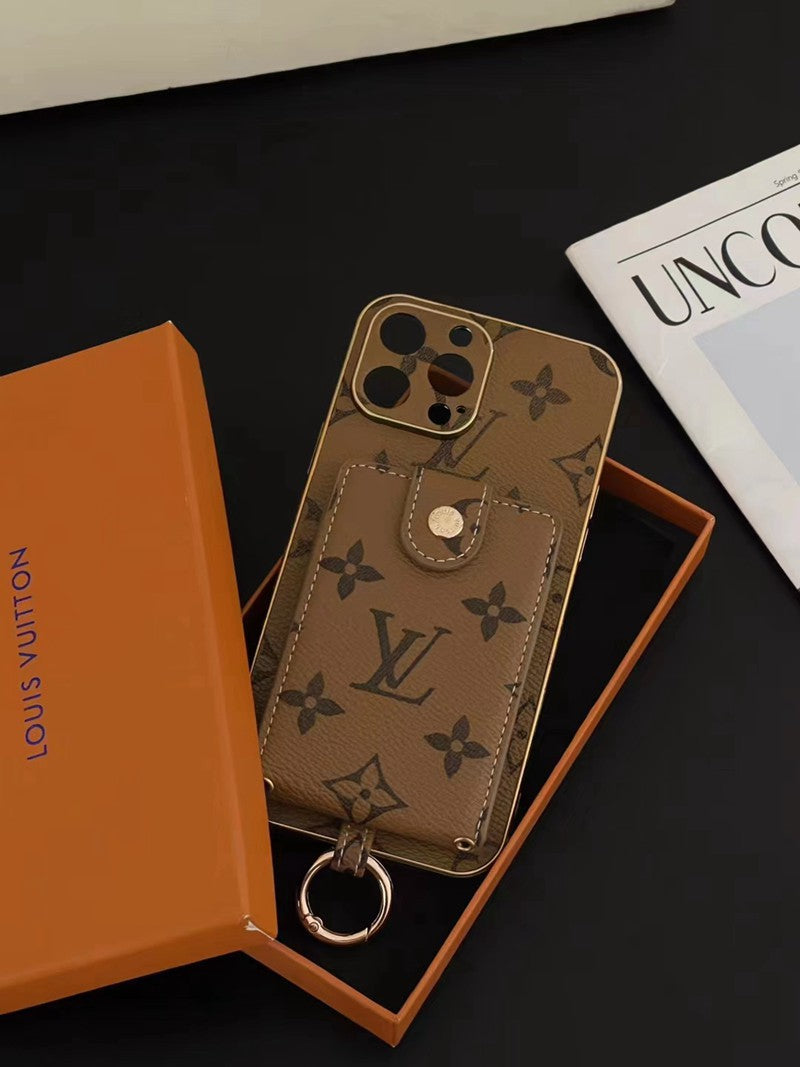 Louis Vuitton-inspired monogram iPhone 17 Pro Max case with card pocket