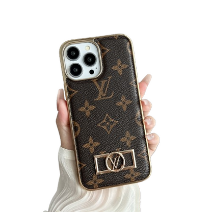 Louis Vuitton-inspired monogram canvas leather iPhone case
