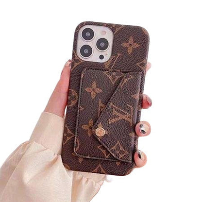 Louis Vuitton-inspired monogram iPhone wallet case with envelope pocket