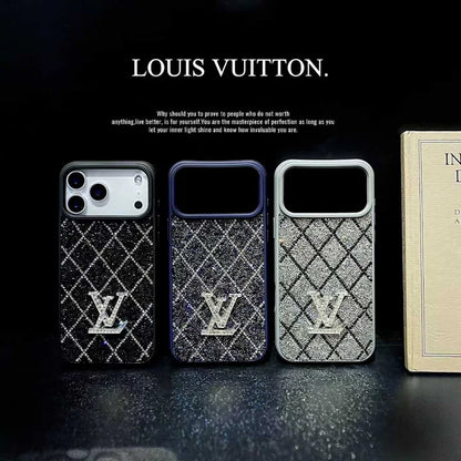 Louis Vuitton-inspired phone case with sparkling rhinestones for iPhone 17 / 16 / 15 / 14