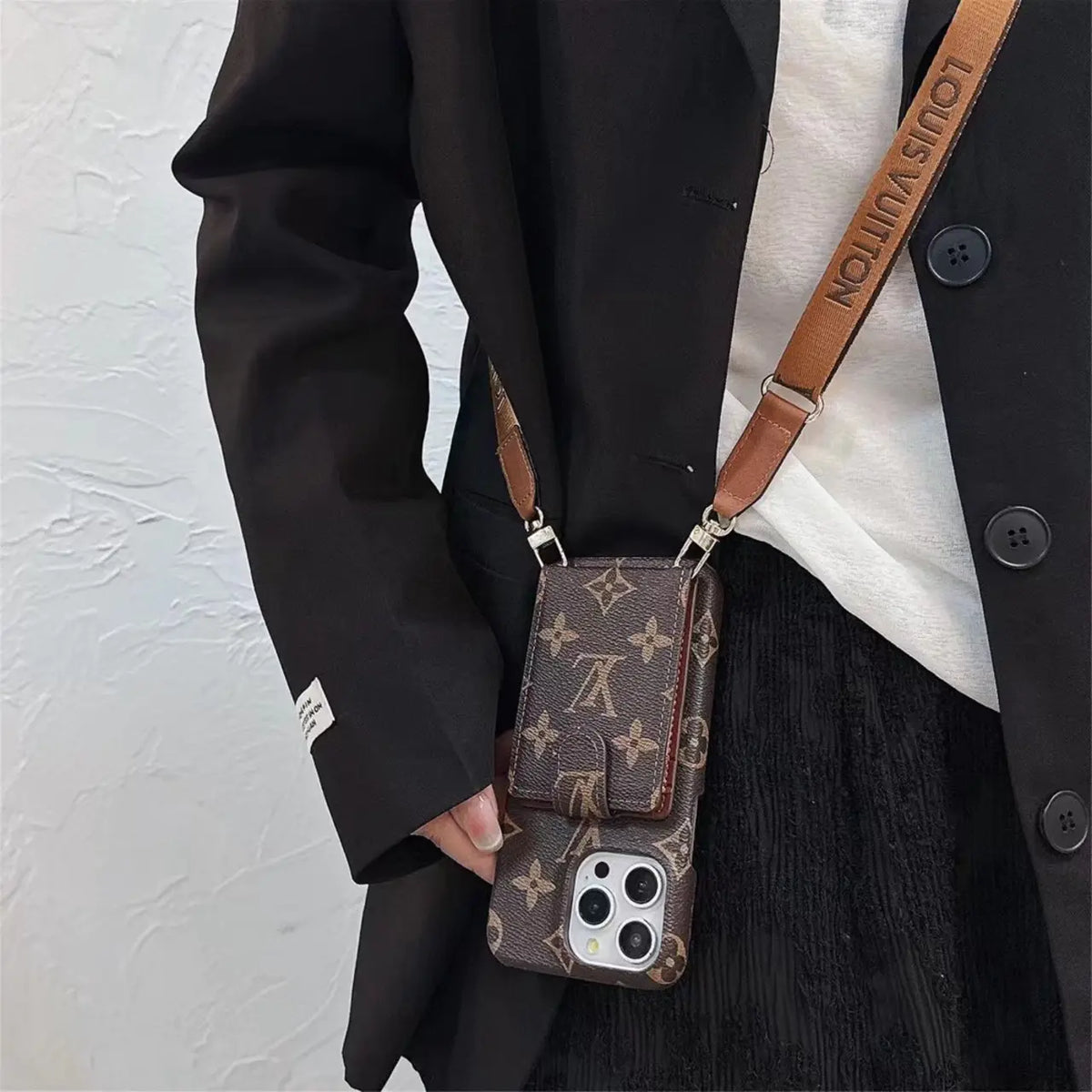 iPhone case card holder detachable lanyard