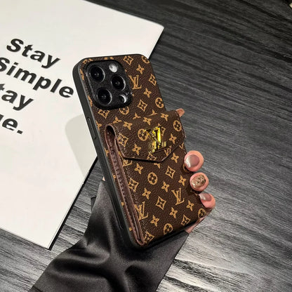 Louis Vuitton-inspired card holder canvas leather iPhone case