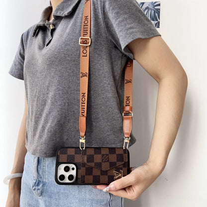 Louis Vuitton-inspired crossbody strap with wallet card holder