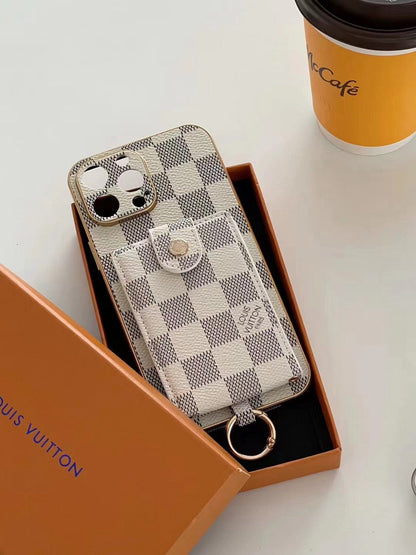 Louis Vuitton-inspired monogram iPhone 17 Pro Max case with card pocket