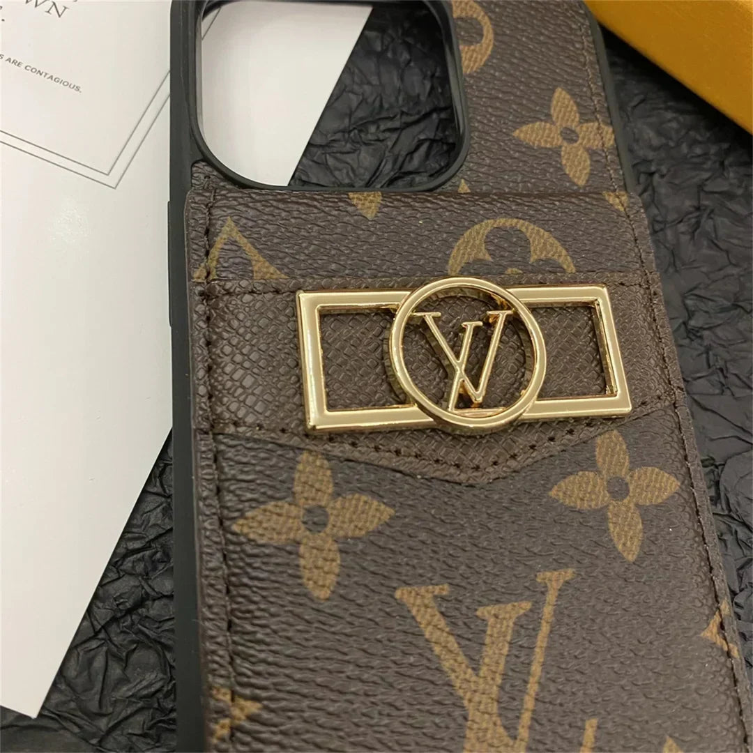 Louis Vuitton-inspired monogram phone case with card pocket