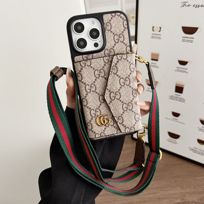 Louis Vuitton-inspired crossbody strap with wallet card holder