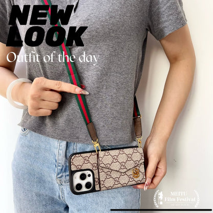 Louis Vuitton-inspired crossbody strap with wallet card holder