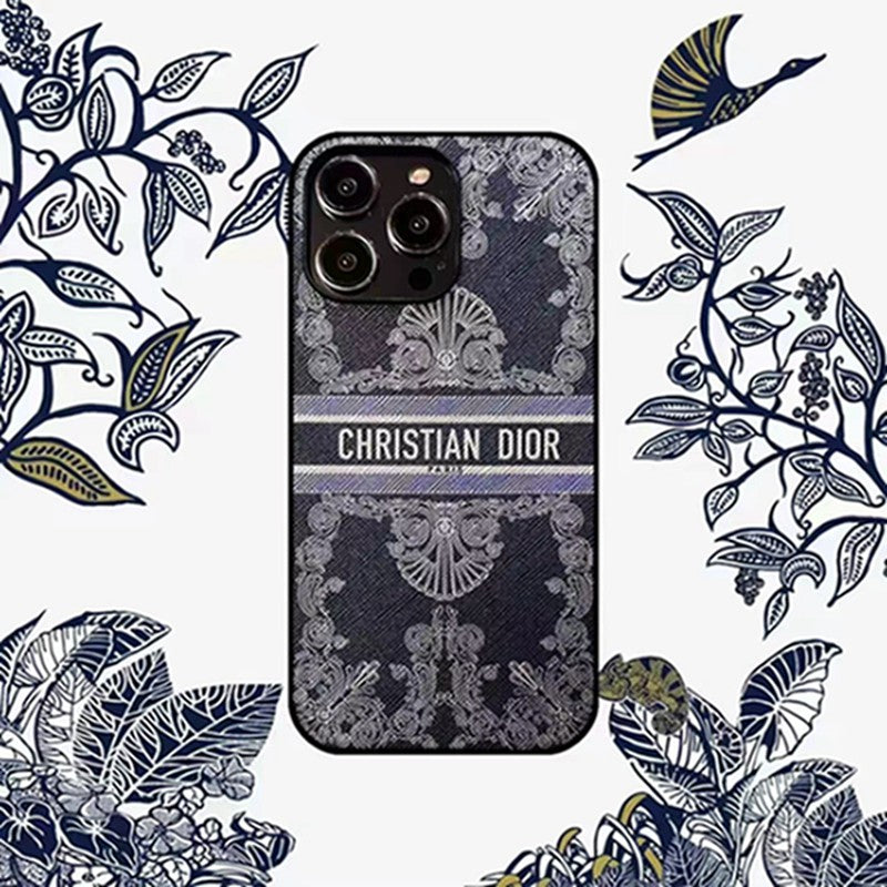 Dior-inspired dark scenic print case for iPhone 17 Pro