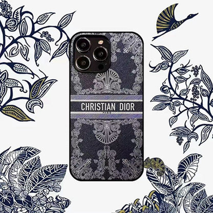 Dior-inspired dark scenic print case for iPhone 17 Pro