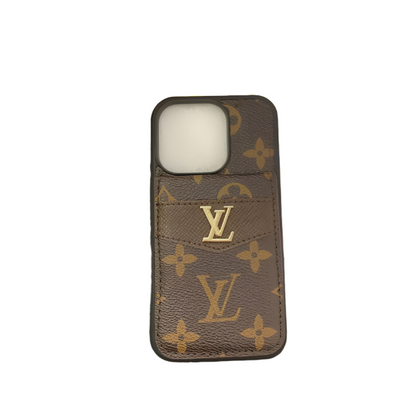 Louis Vuitton-inspired monogram leather iPhone case flip wallet