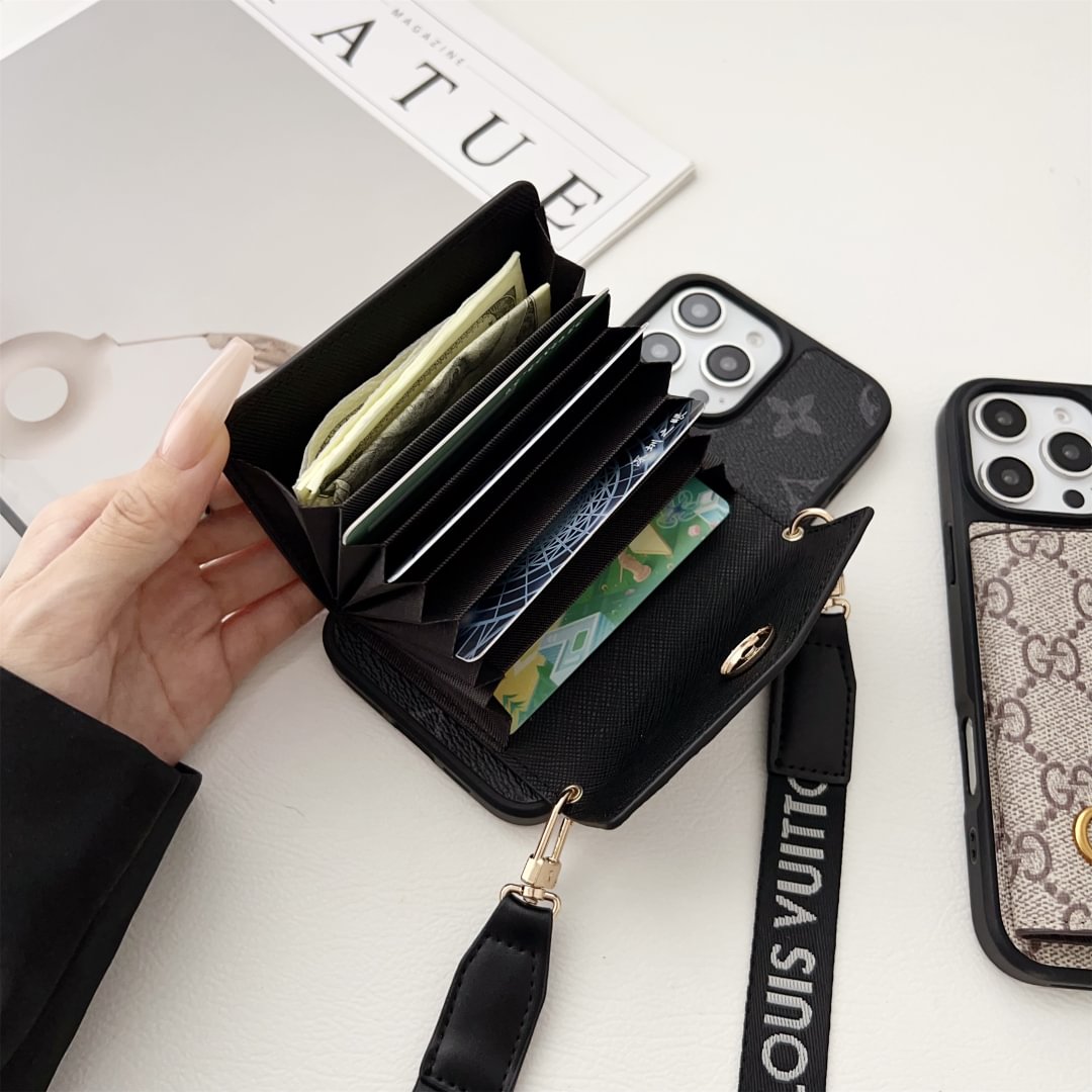 Louis Vuitton-inspired crossbody strap with wallet card holder