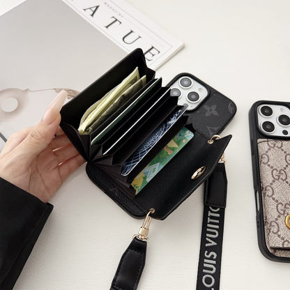 Louis Vuitton-inspired crossbody strap with wallet card holder