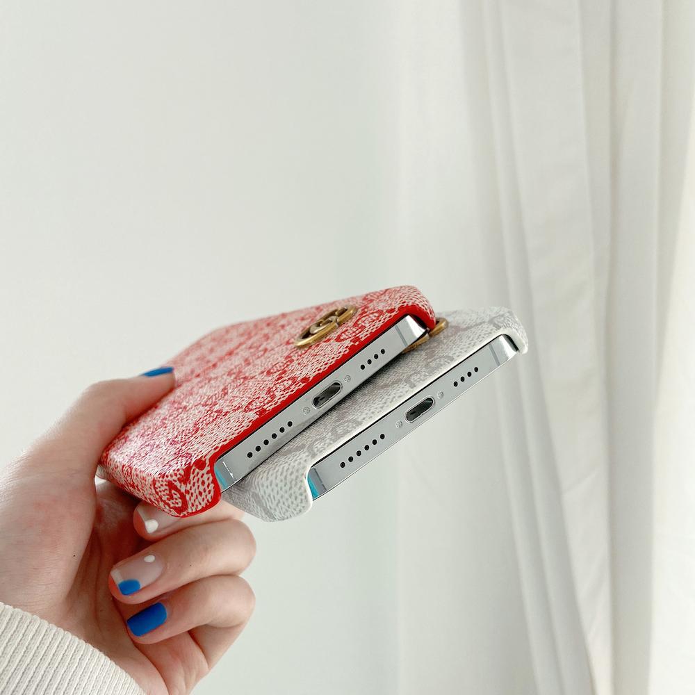 Gucci-inspired fine monogram phone case with card holder