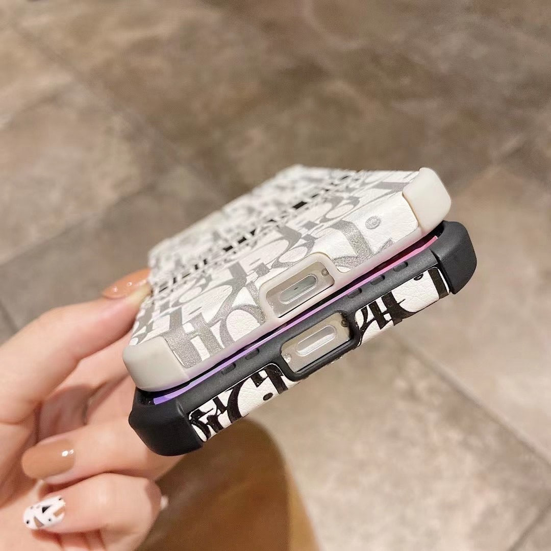 Dior-inspired repeating pattern iPhone 15 Plus case