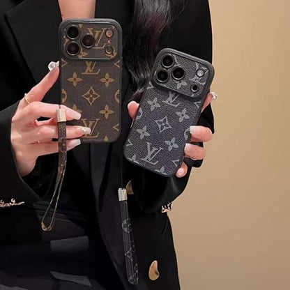Louis Vuitton-inspired phone monogram case with strap for iPhone 17 / 16 / 15 / 14