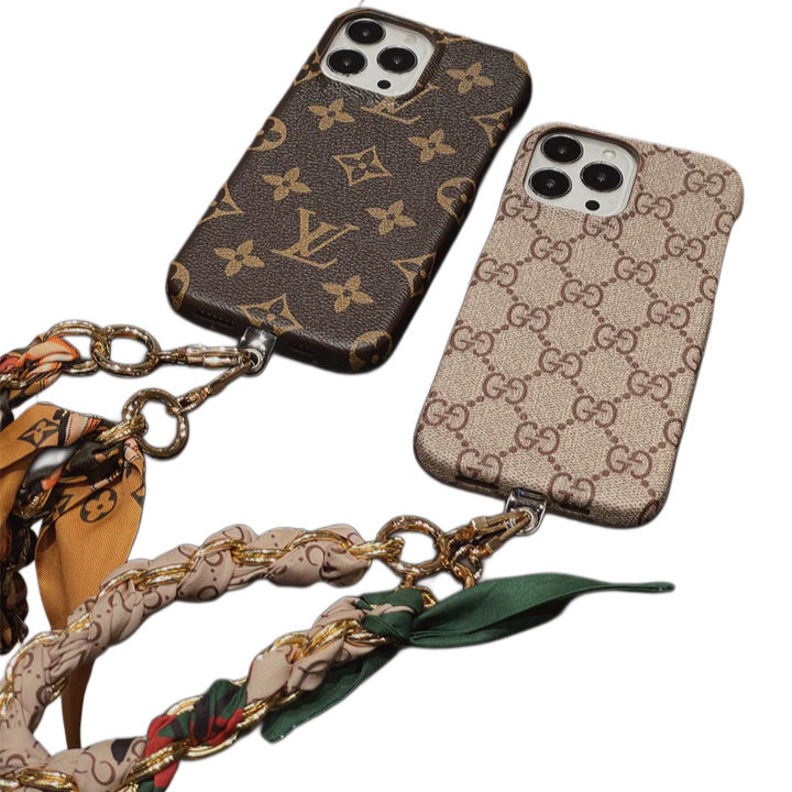 Louis Vuitton-inspired phone case with hand strap