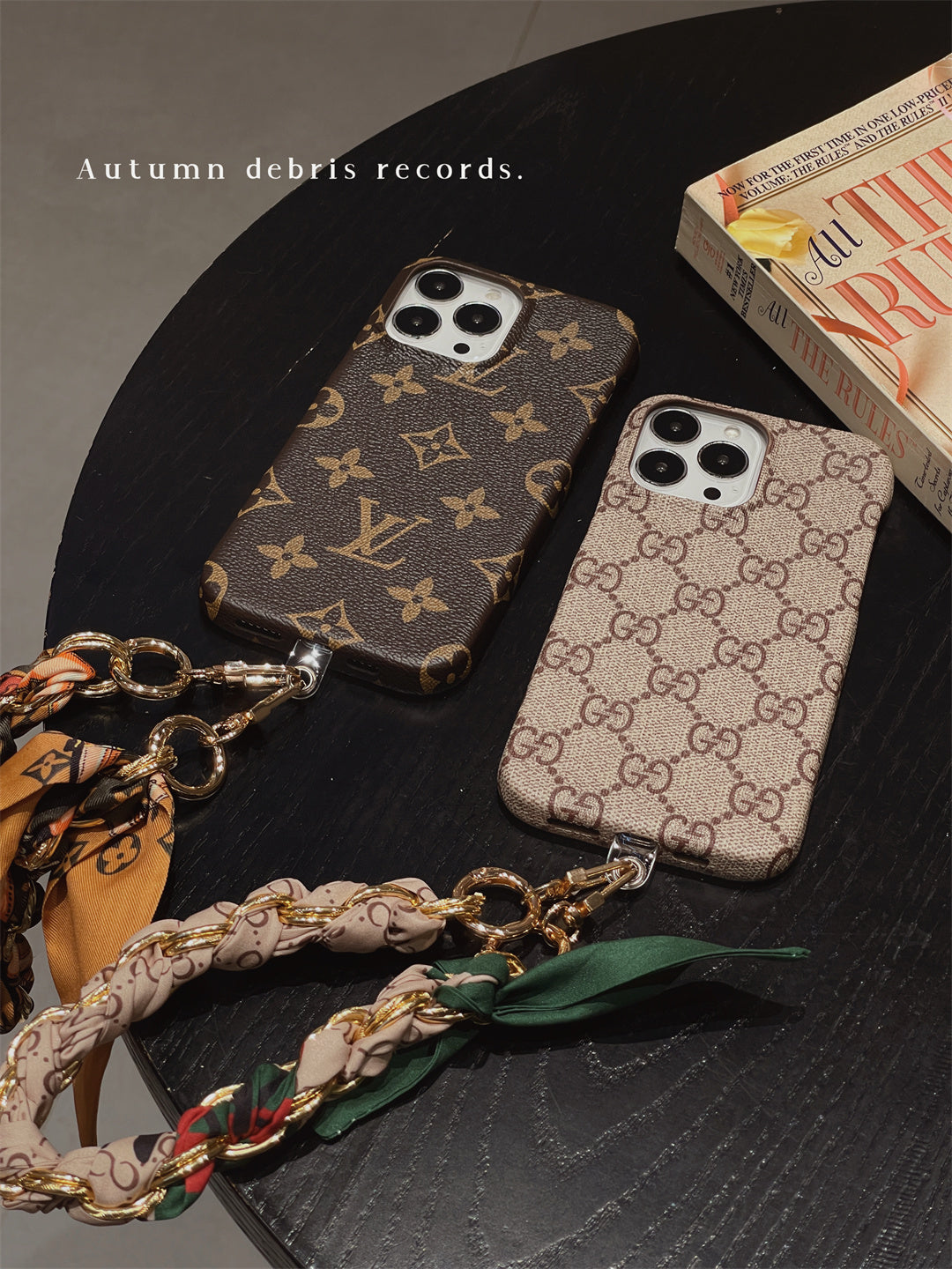 Louis Vuitton-inspired phone case with hand strap