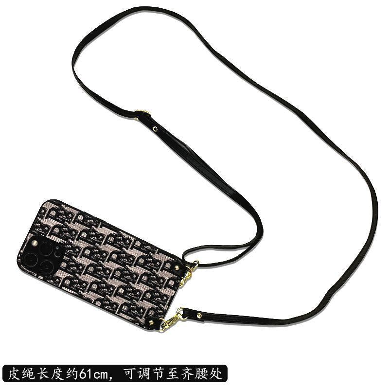 Dior-inspired patterned iPhone 13 case with strap