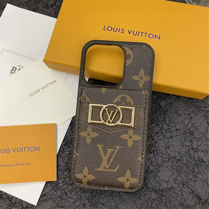 Louis Vuitton-inspired monogram phone case with card pocket