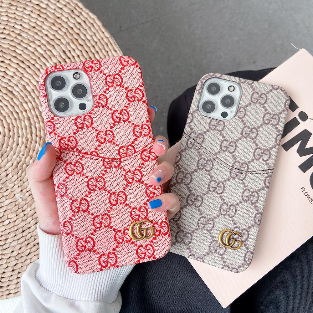 Gucci-inspired fine monogram phone case with card holder